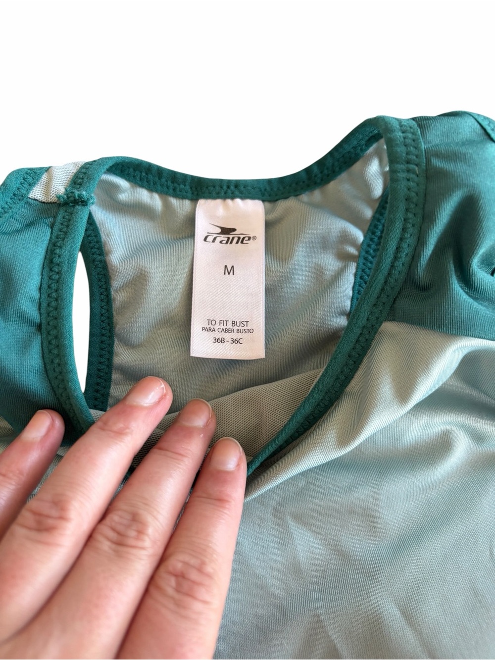 Crane Medium Green Racerback Sports Bra 36B 36C Athletic Workout